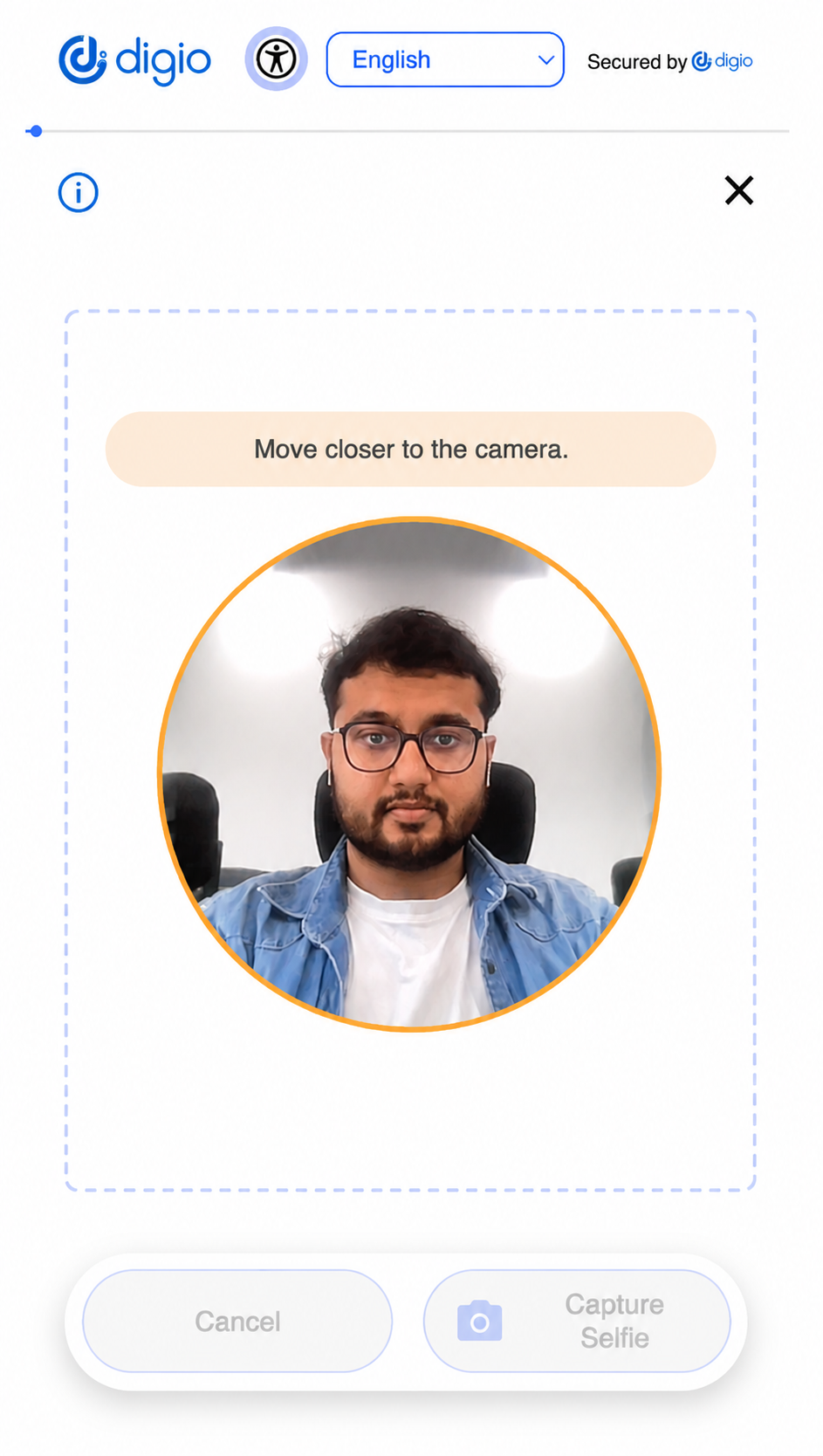 What the user sees — face in the circle