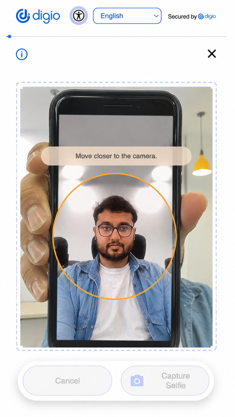 What the system actually captures — wider frame revealing the screen