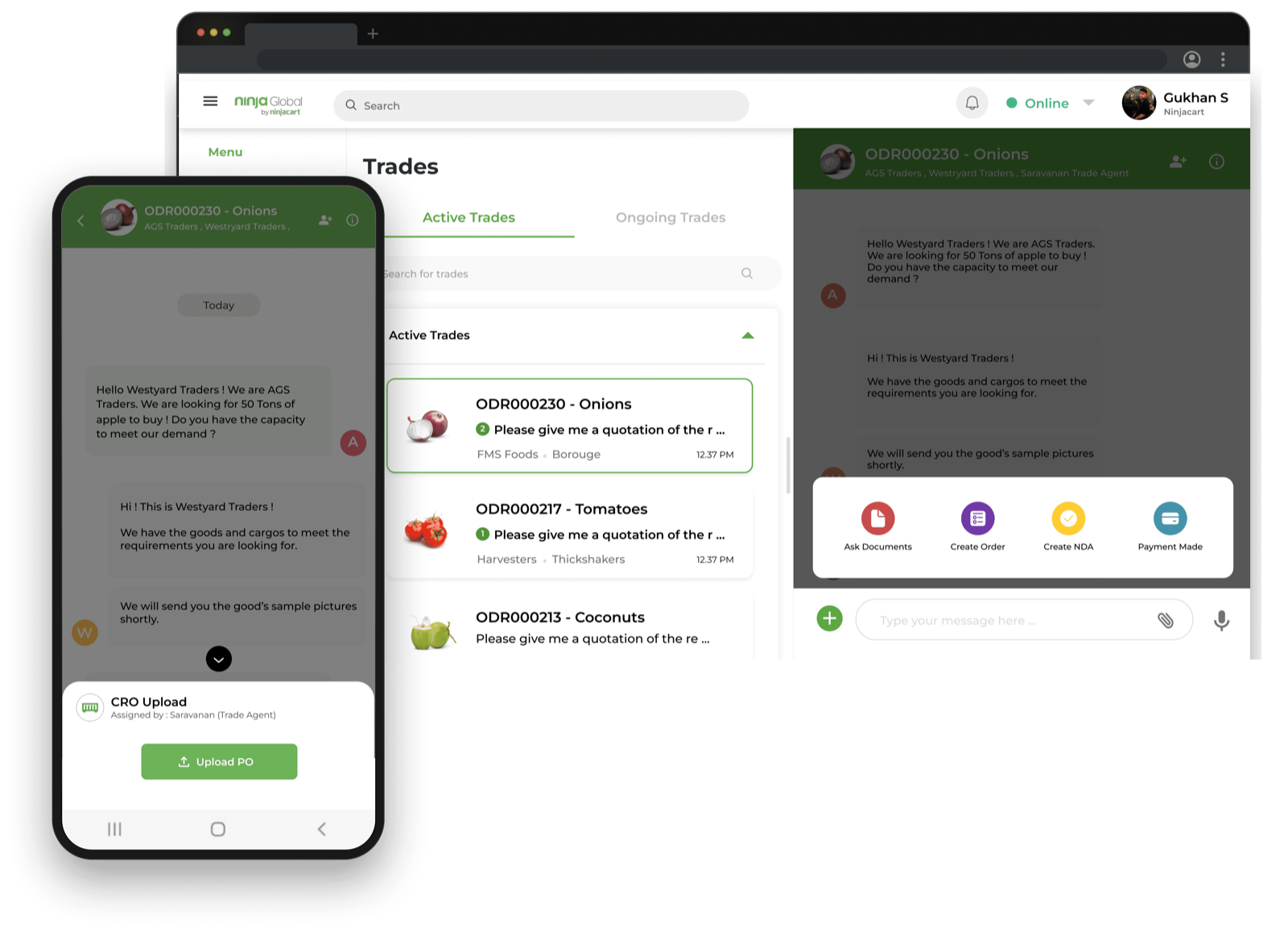 A central chat-based trade system