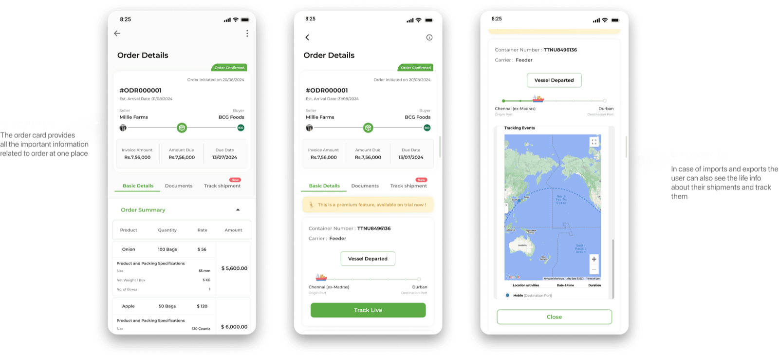 Live trade information