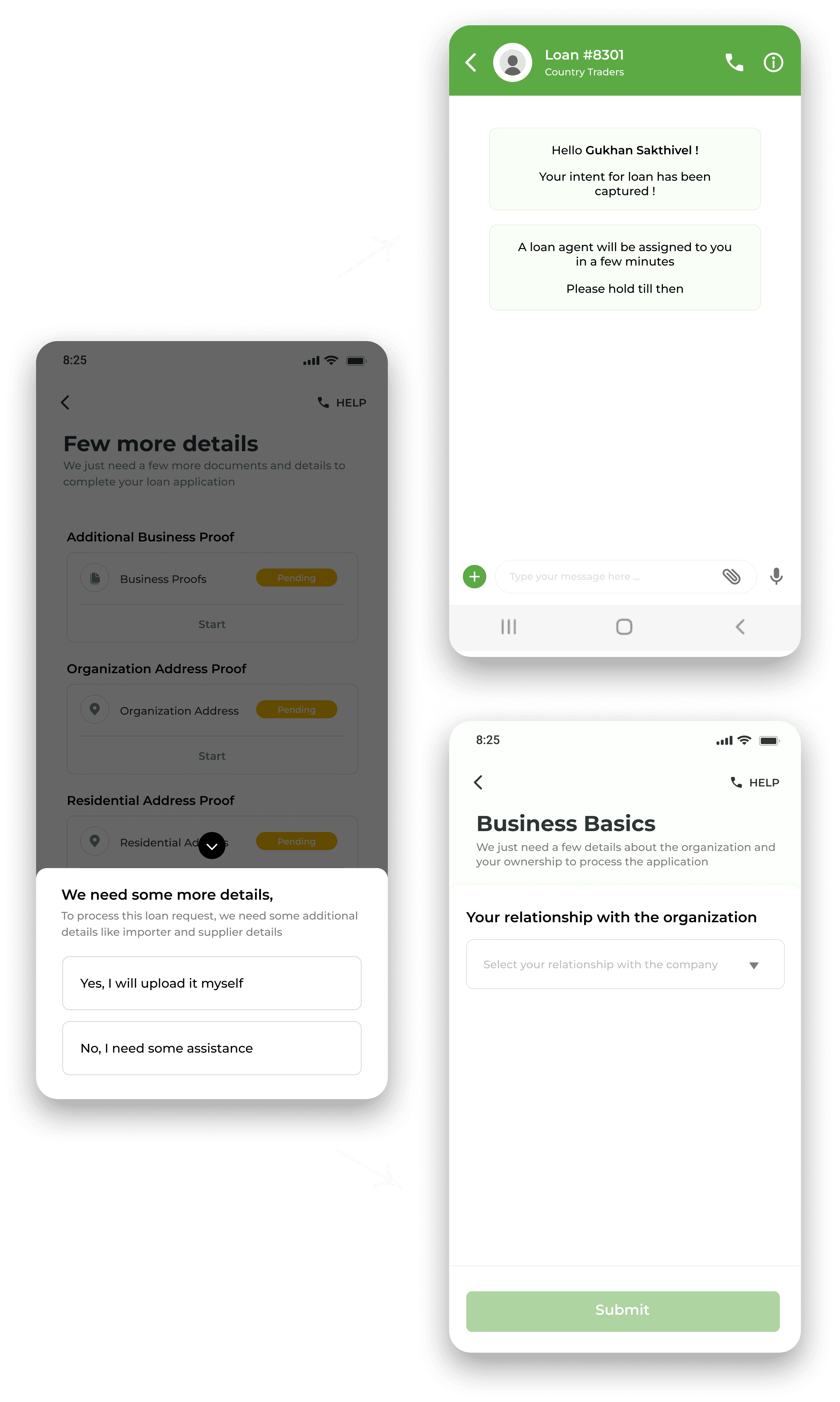 Document upload and additional business details
